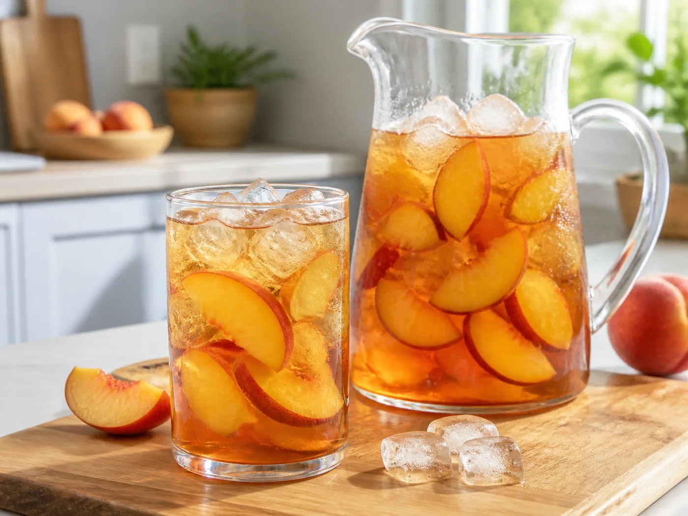Fresh Peach Iced Tea served and ready to eat