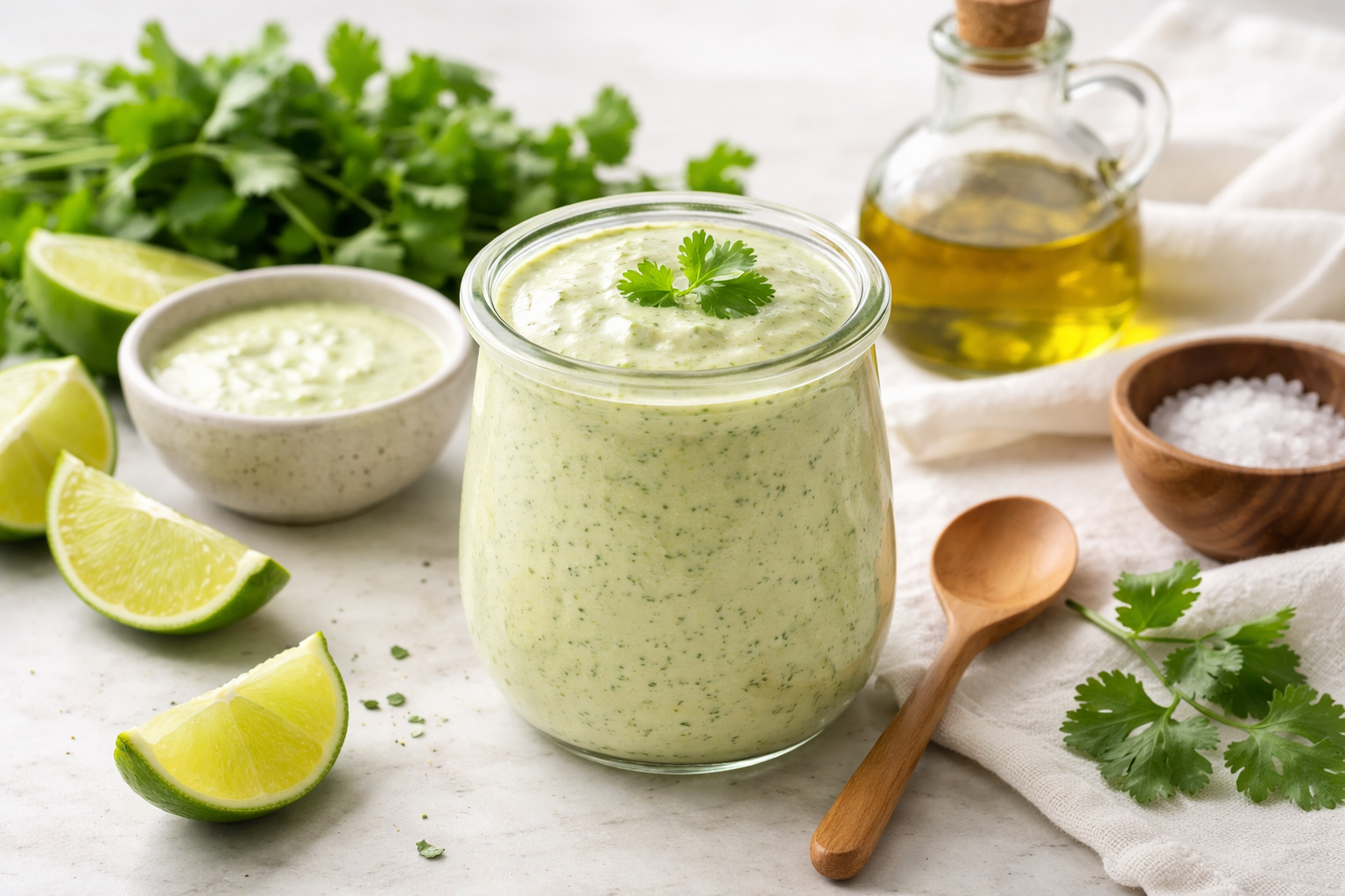 Creamy Cilantro Lime Dressing prepared and ready to serve