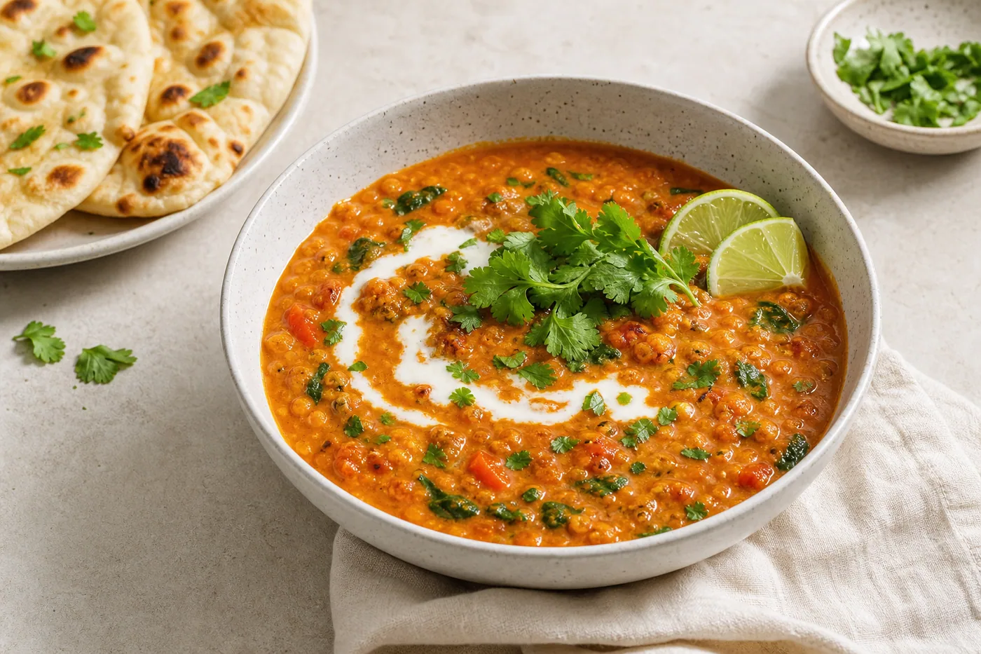 Electric Pressure Cooker Red Lentil Coconut Curry served and ready to eat