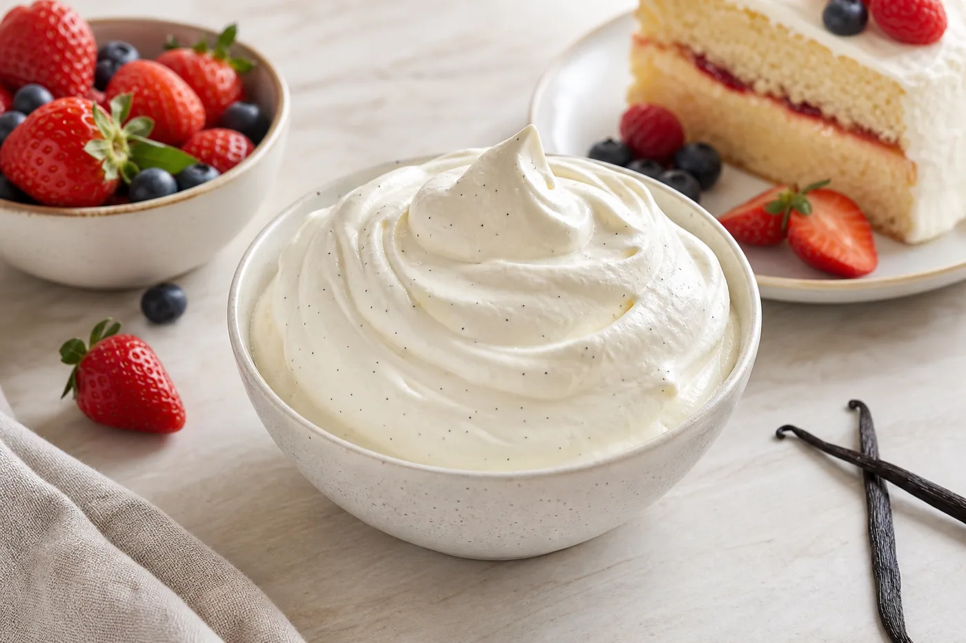 Stable Vanilla Whipped Cream served and ready to eat