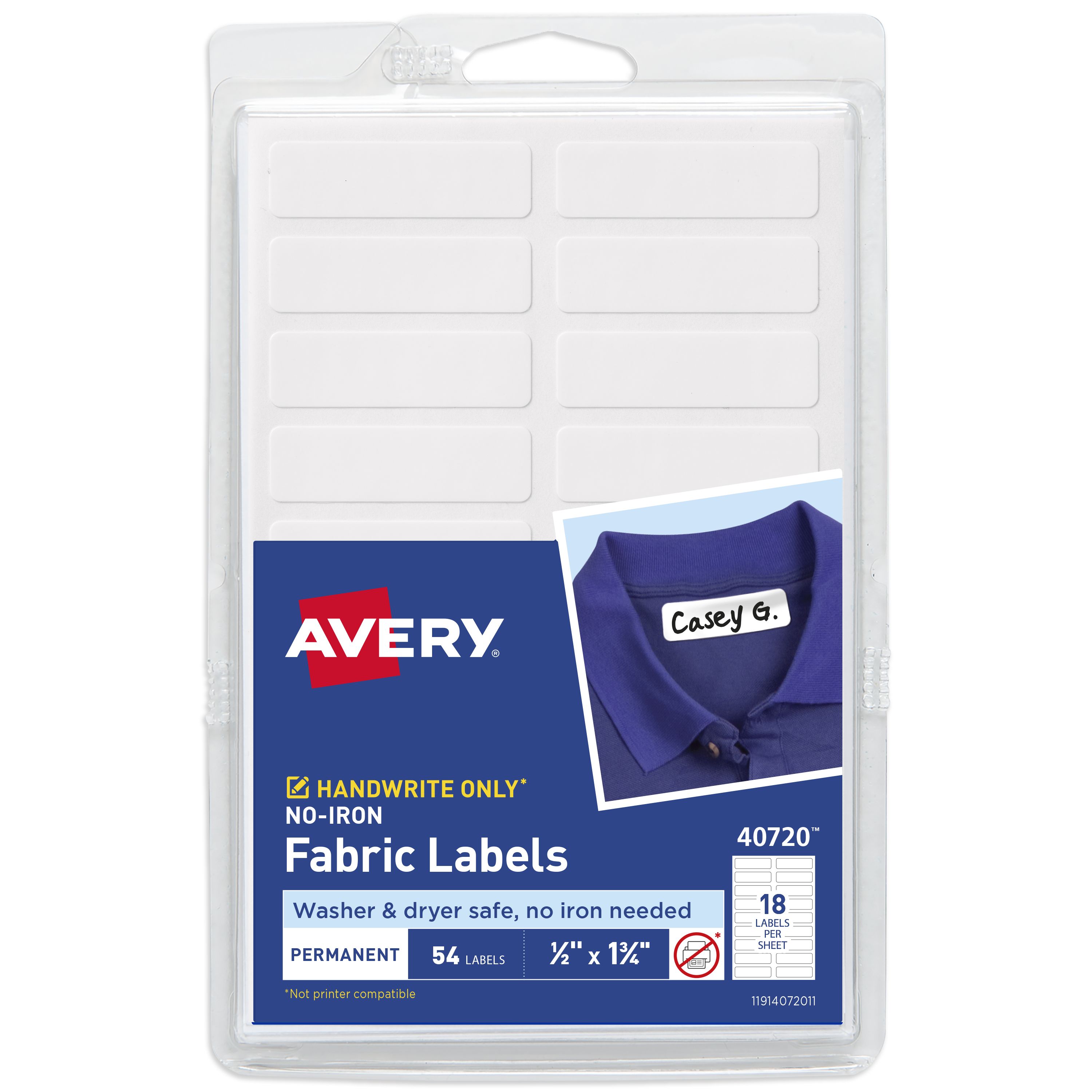 Avery No-Iron Fabric Labels 40720