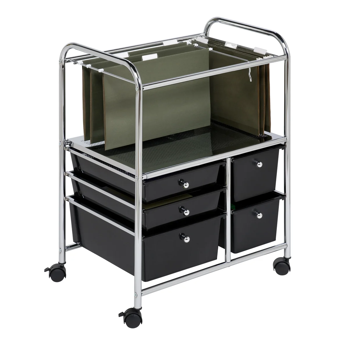 Honey-Can-Do 5-Drawer Plastic/Steel Hanging File Rolling Office Cart (CRT-01512)