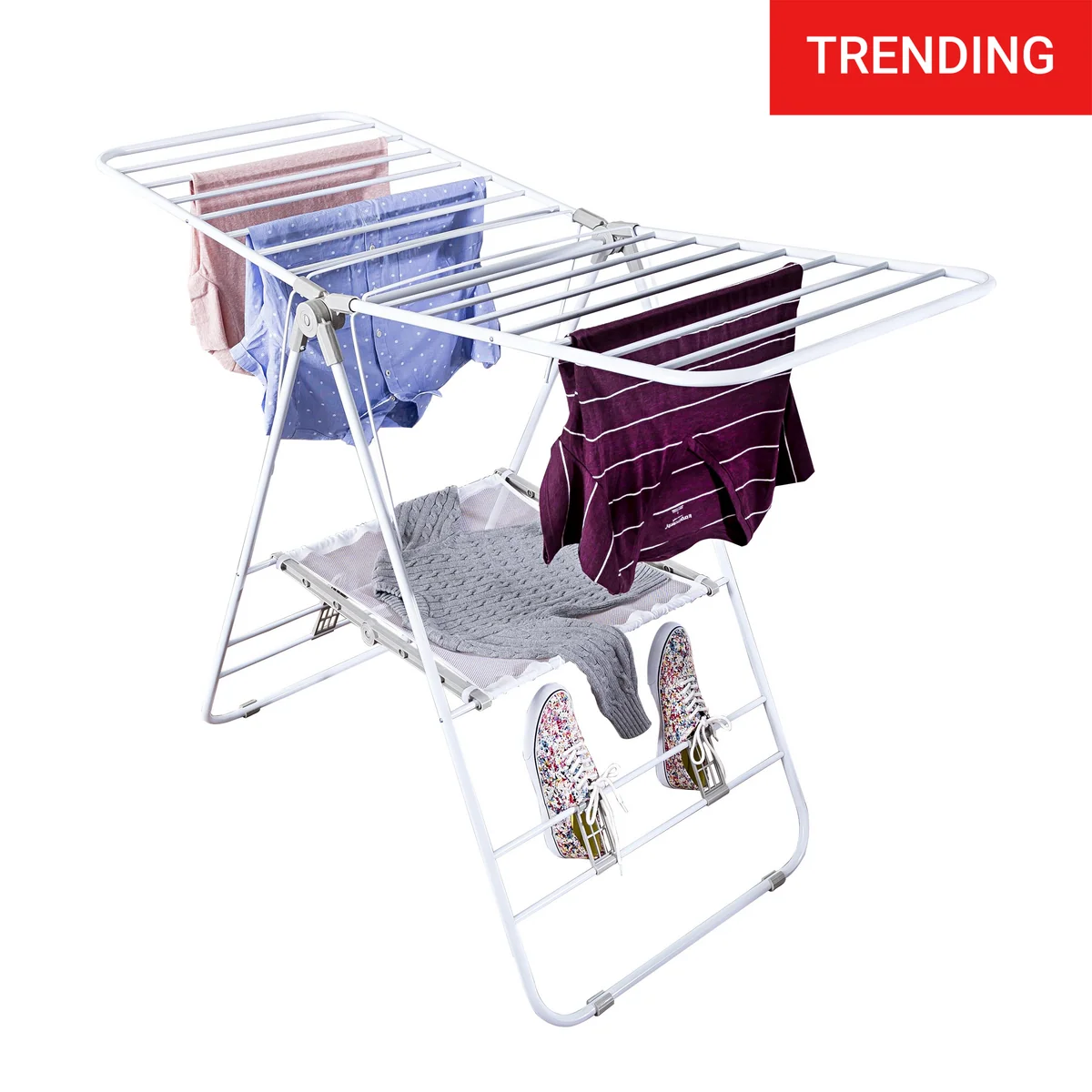 Honey-Can-Do Heavy-Duty Gullwing Clothes Drying Rack, 50 lb, White (Model DRY-01610)