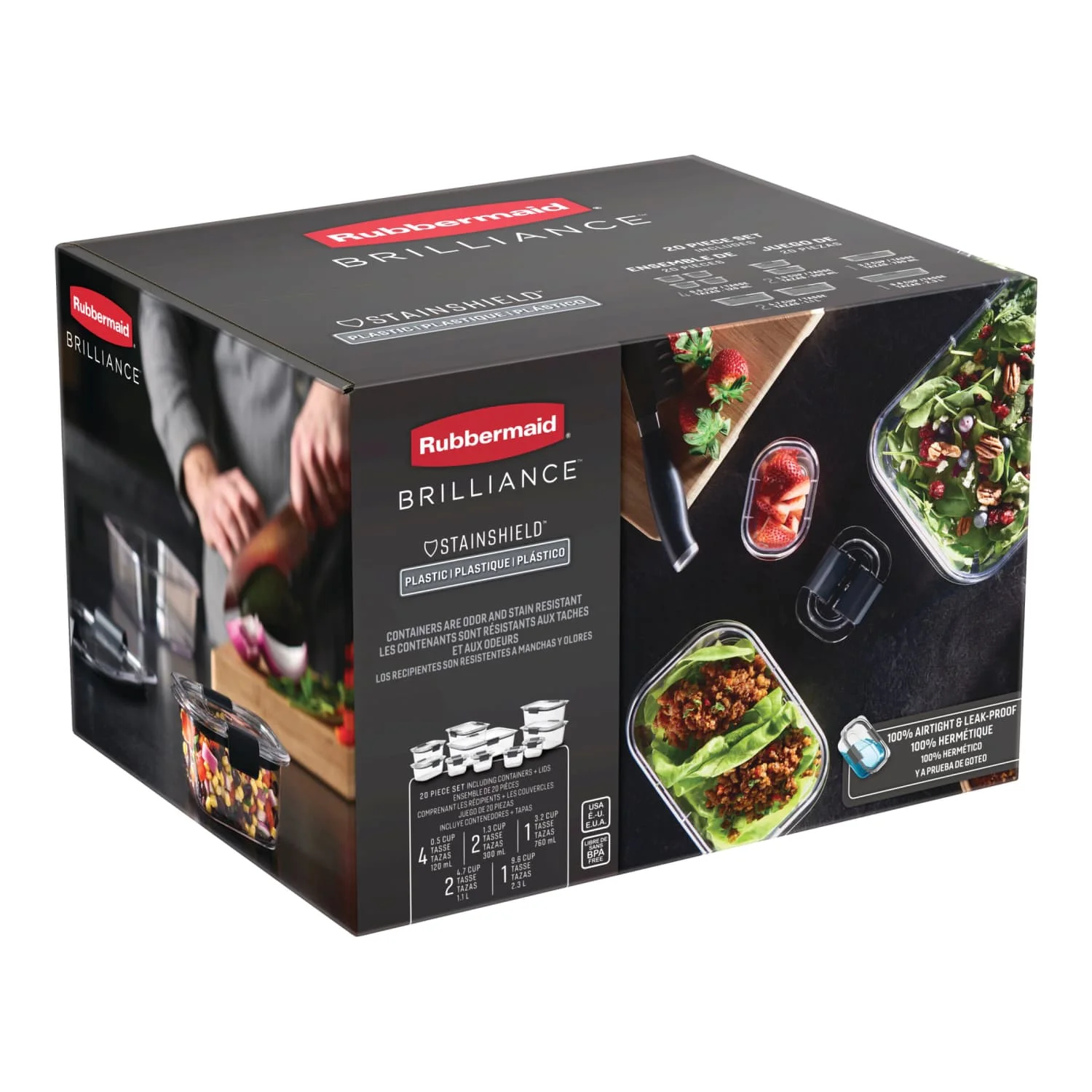 Rubbermaid Brilliance™ Food Storage Containers Set (20-Piece), Model 1990616